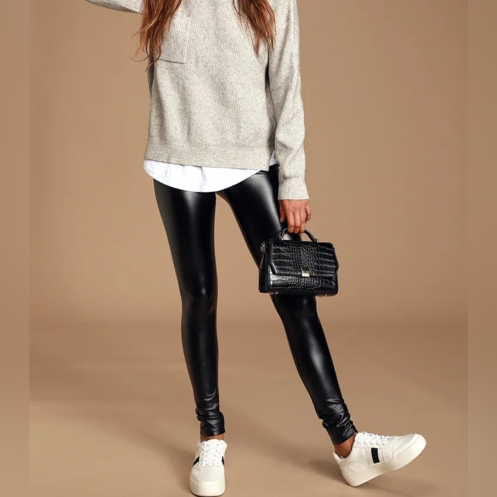 NWT Lulus Rock Music Black Vegan Leather Leggings Size XL